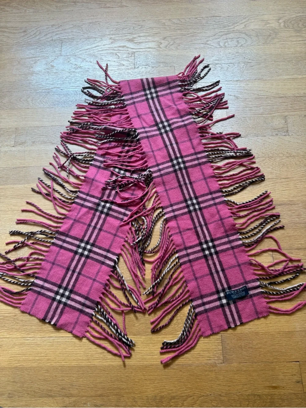 Burberry Cashmere Pink Plaid Scarf